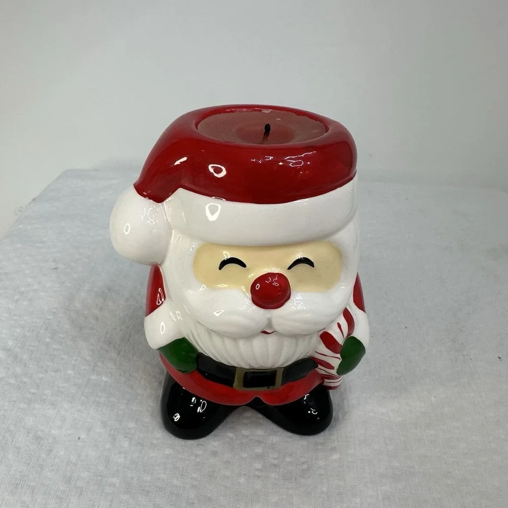 Vintage Russ Berrie Ceramic Santa Candle Holder Tea Light Christmas‎ Taiwan